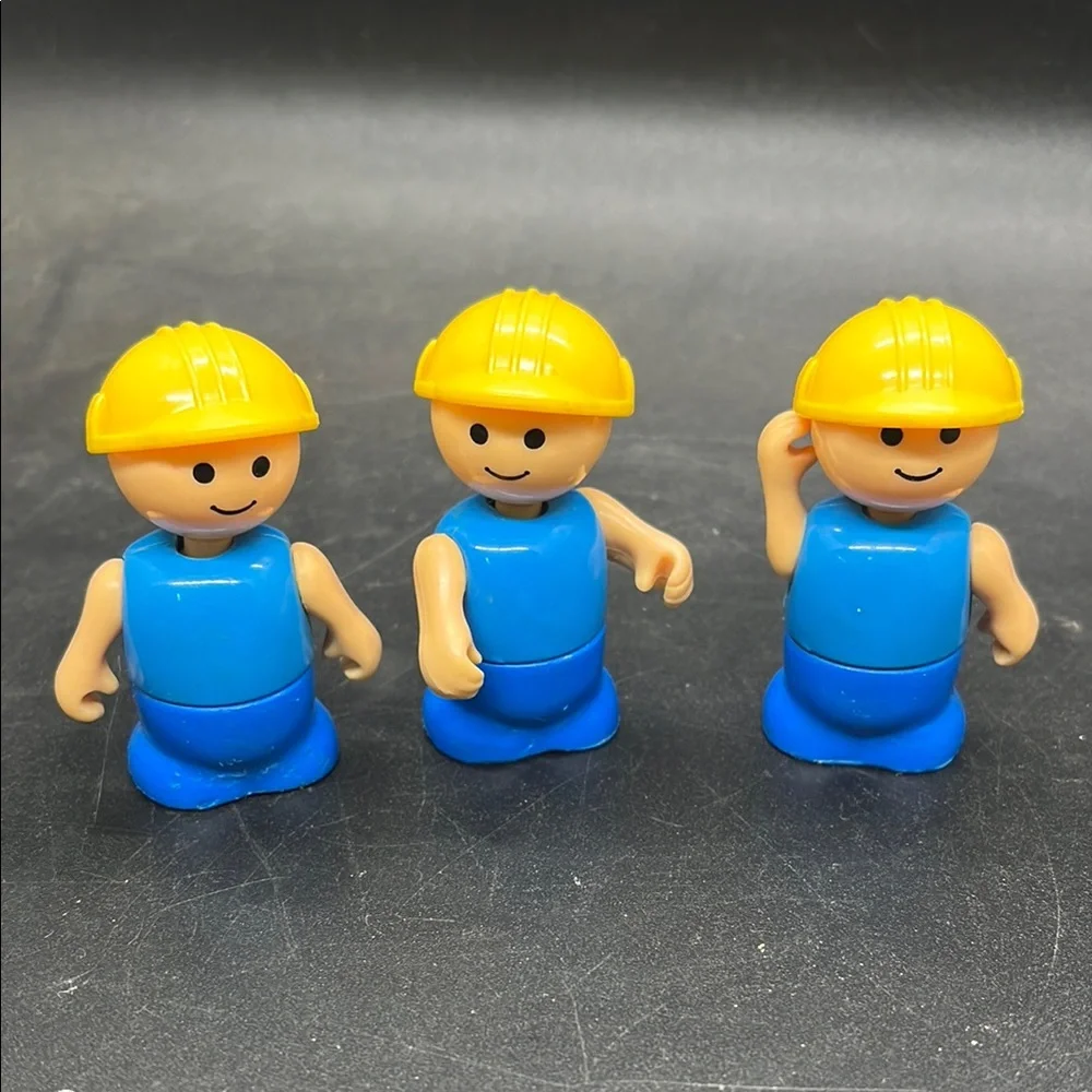 Vintage Little People Plastic Moveable Arms Body Man ConstructionToy - Set of 3